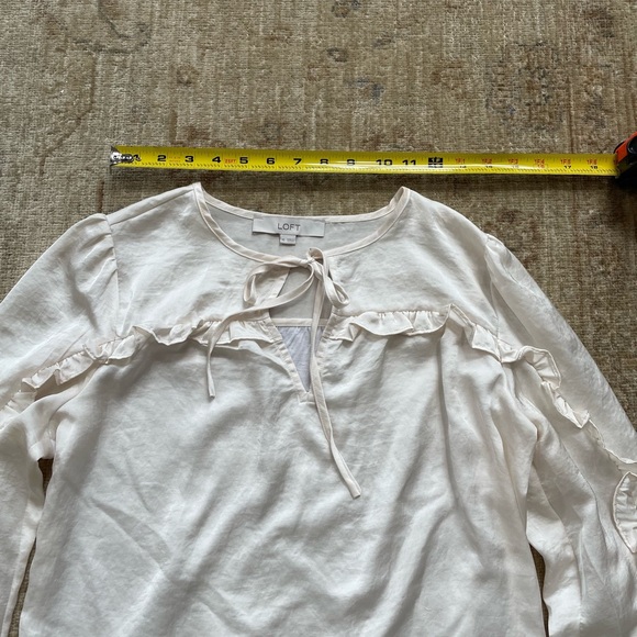 LOFT Cream Ruffle Blouse - Picture 6 of 7